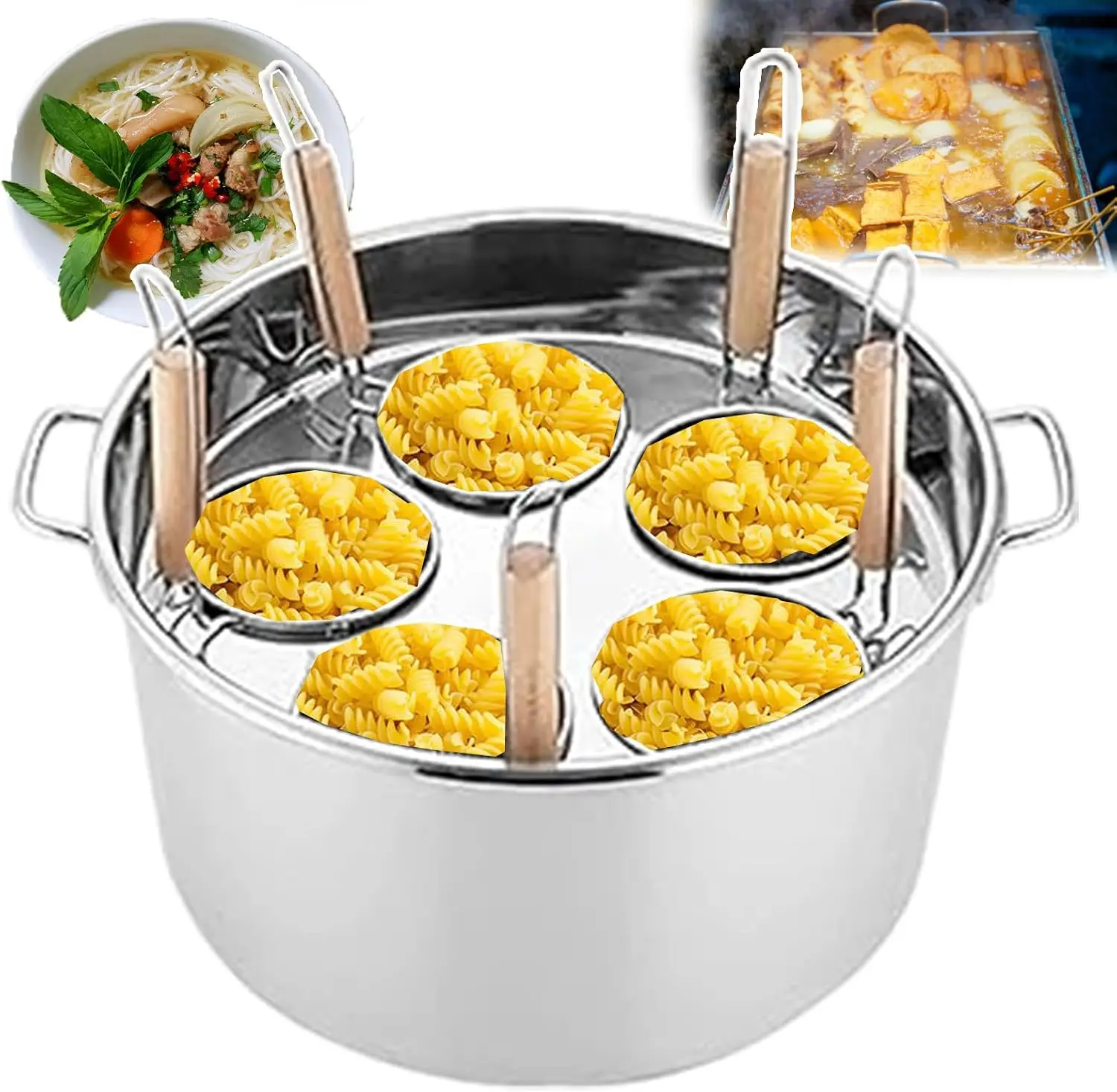 Home Cooking Restaurants - スパゲッティ麺調理機、家庭用キッチン収納鍋、レストラン用蒸し鍋、手動パスタメーカー（5穴）、ディストリビューターA付き