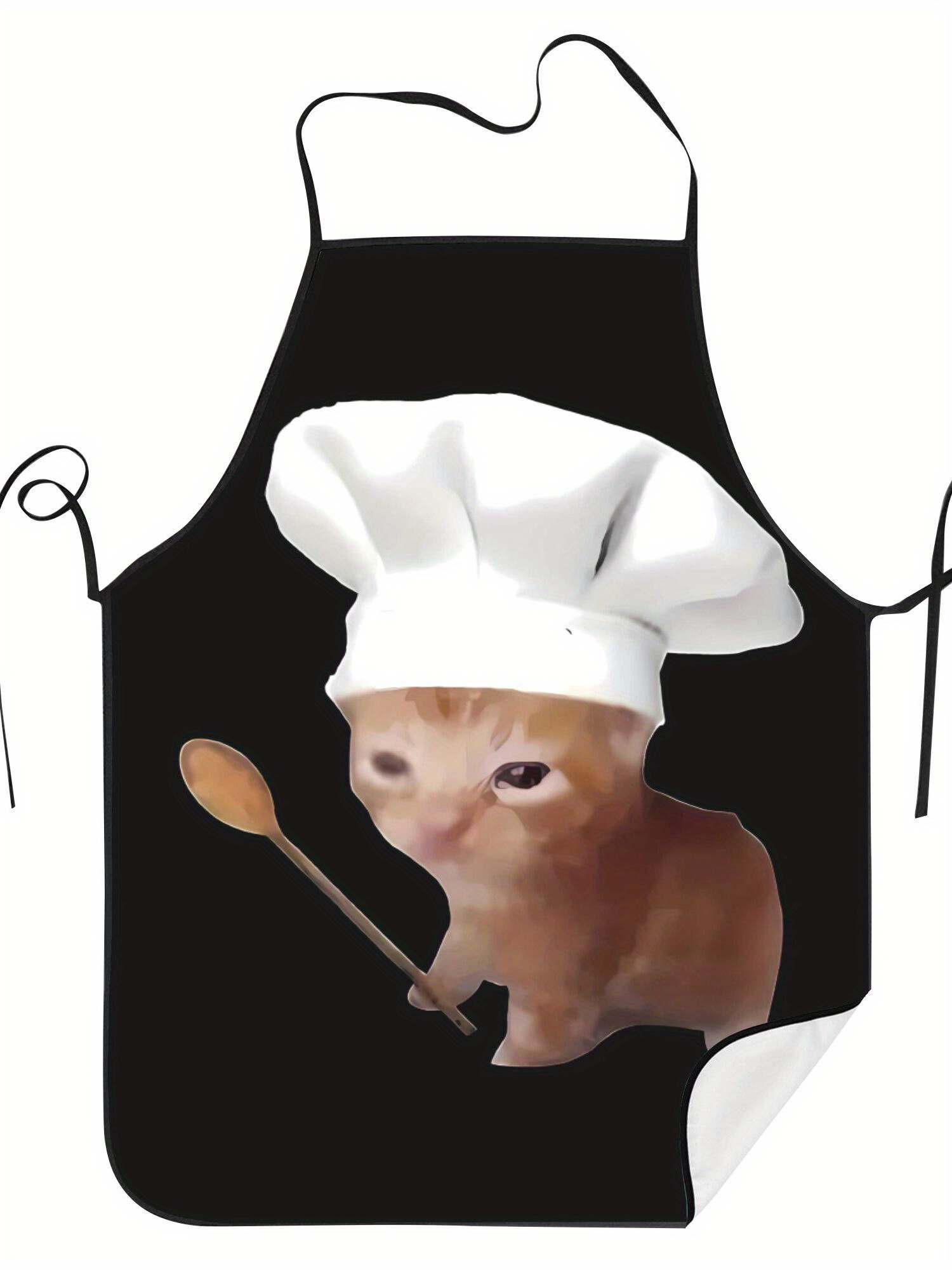 Home Cooking For Cats - 面白いシェフ泣いている猫エプロン キッチンエプロン かわいいジンジャータビーシェフハット付き、調理、ベーキング用の簡単お手入れホームエプロン
