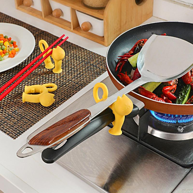 Home Cooking For Cats - スプーンレスト猫の形のスプーン調理ホルダー抗火傷ヘラレストブラケットクリップ家庭用キッチンレストラン使用