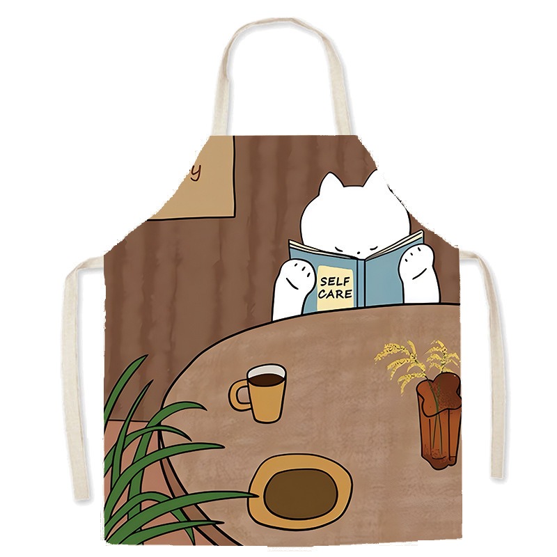 かわいい白猫プリントエプロン居心地の良いコーヒーティータイム - Home Cooking For Cats のレビューと価格