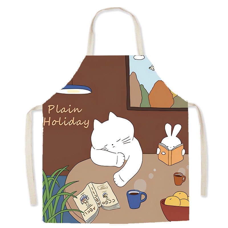 かわいい白猫プリントエプロン居心地の良いコーヒーティータイム - Home Cooking For Cats のレビューと価格