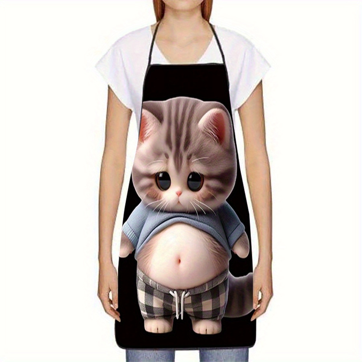 かわいい漫画の猫柄のエプロン、面白い動物デザイン、キッチン用 - Home Cooking For Cats のレビューと価格
