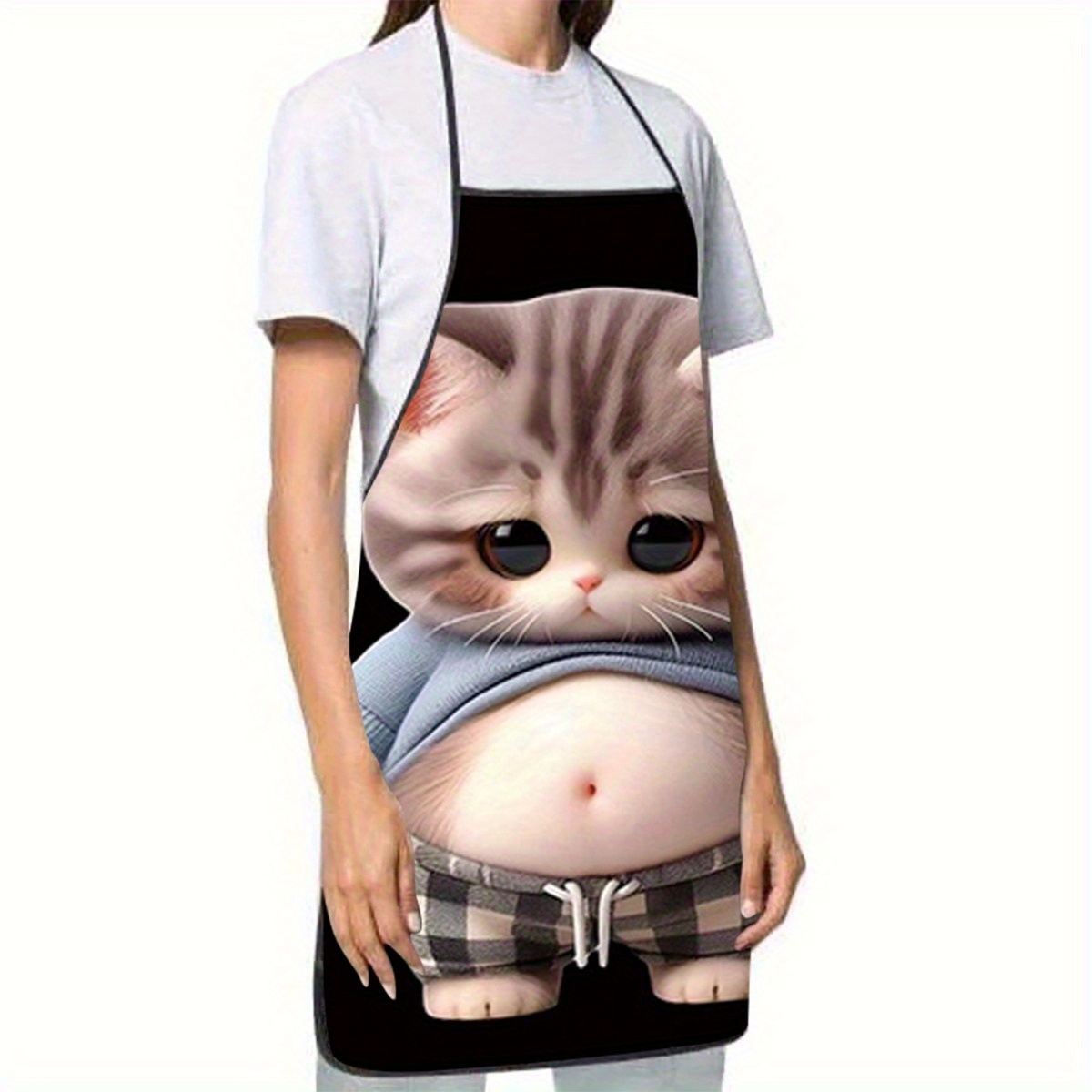 かわいい漫画の猫柄のエプロン、面白い動物デザイン、キッチン用 - Home Cooking For Cats のレビューと価格