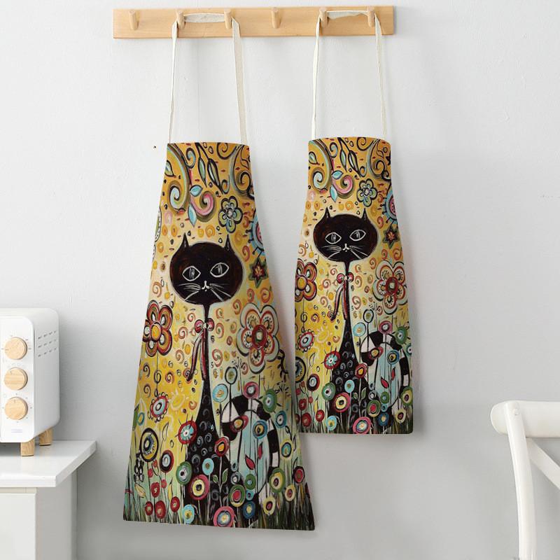 花柄のキッチンクッキングエプロン,かわいい猫のプリント,綿, - Home Cooking For Cats のレビューと価格