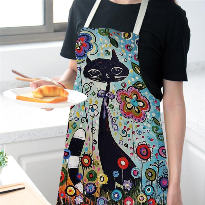 花柄のキッチンクッキングエプロン,かわいい猫のプリント,綿, - Home Cooking For Cats のレビューと価格