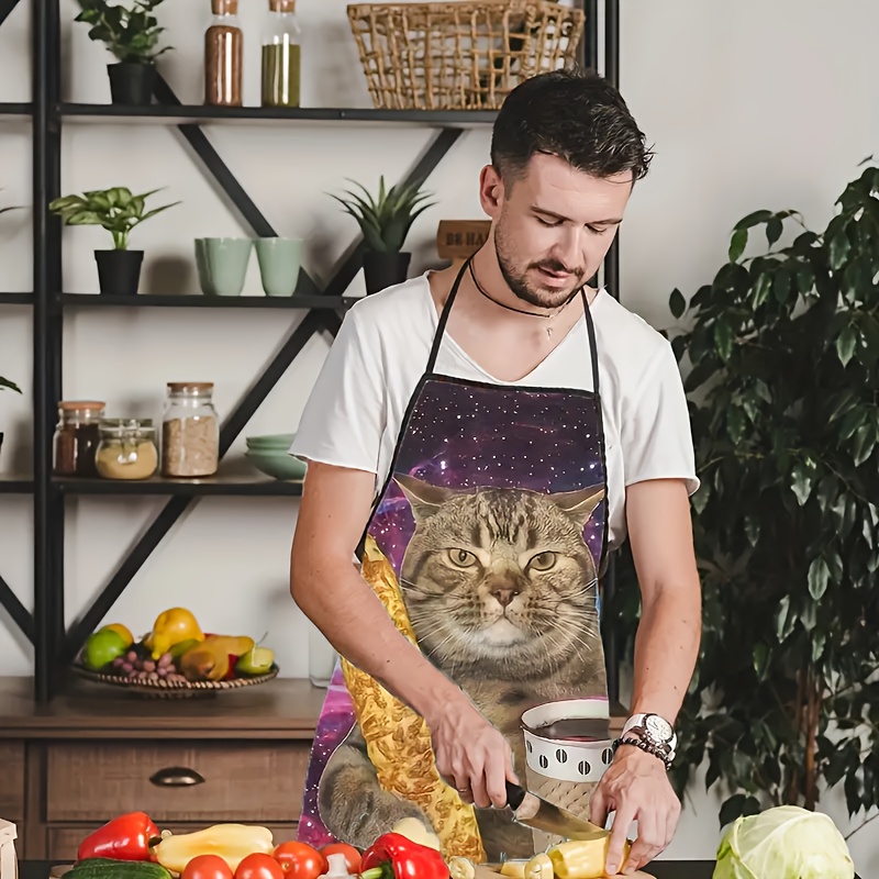 ギャラクシータビー猫がビールを抱くプリントキッチンエプロン防 - Home Cooking For Cats のレビューと価格