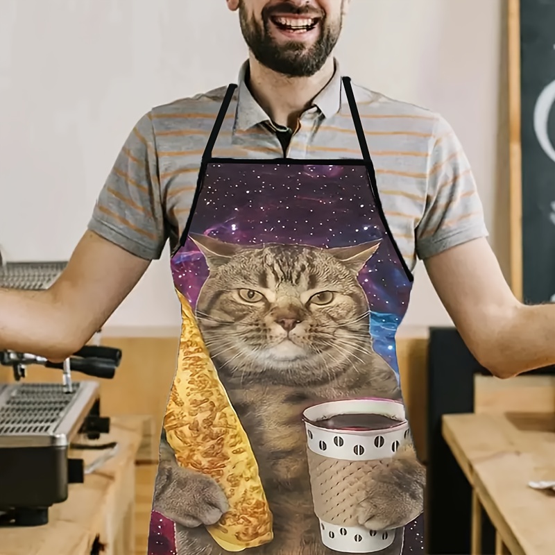 ギャラクシータビー猫がビールを抱くプリントキッチンエプロン防 - Home Cooking For Cats のレビューと価格