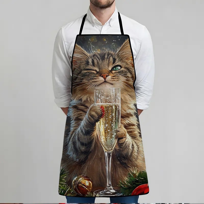 猫柄プリントエプロン、スタイリッシュな家庭用作業服、調理用キ - Home Cooking For Cats のレビューと価格