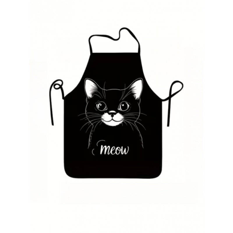 楽しい動物をテーマにしたエプロン1枚、かわいい黒猫「ニャー」 - Home Cooking For Cats のレビューと価格