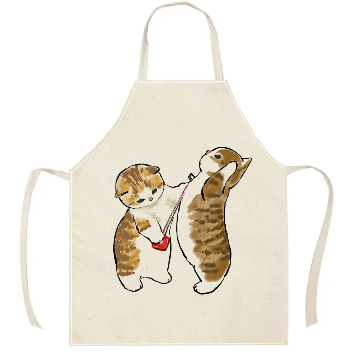 1pc かわいい猫遊びエプロンリネン生地キッチン調理ベーキン - Home Cooking For Cats のレビューと価格