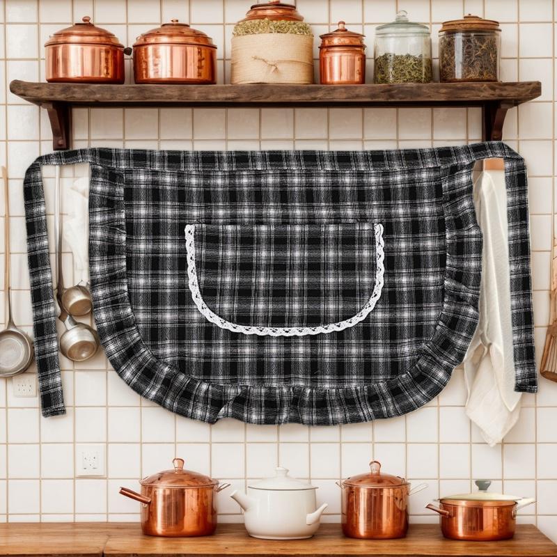 エプロン スクエアチェック ハーフウエストエプロン 綿素材  - Home Cooking Service のレビューと価格