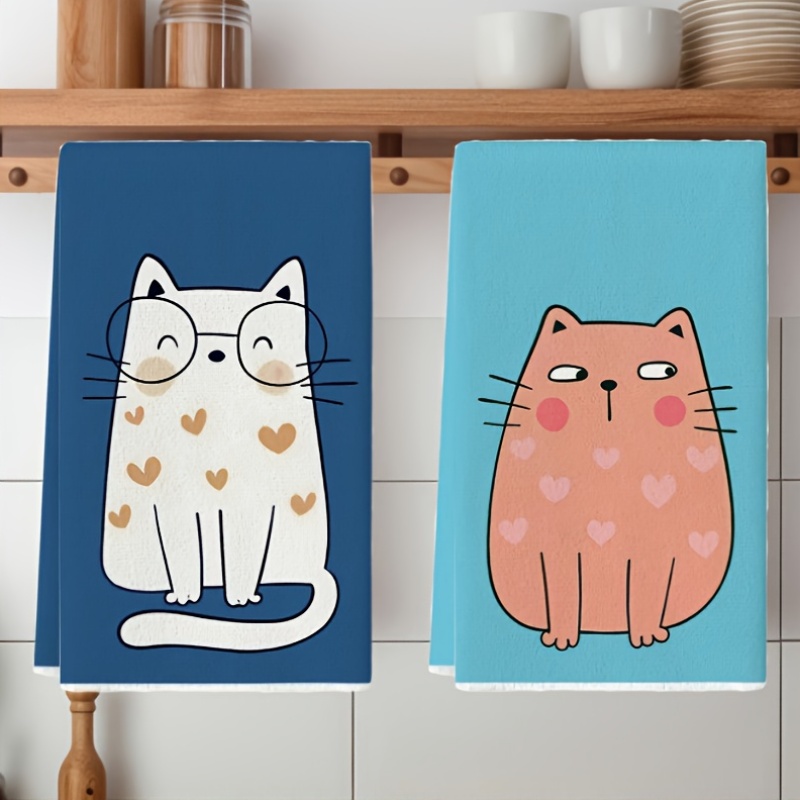 6枚セット、6色の猫柄キッチンタオル、40cm*60cmタオ - Home Cooking For Cats のレビューと価格