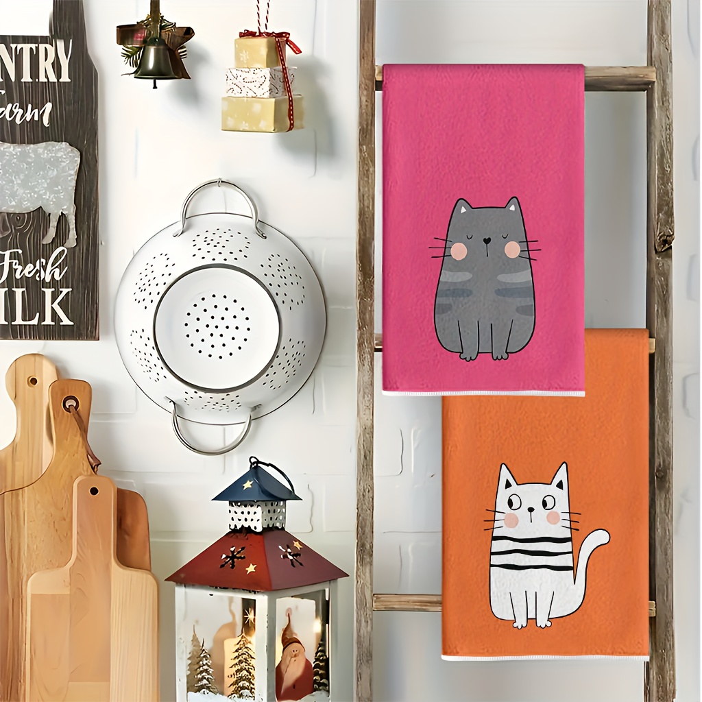 6枚セット、6色の猫柄キッチンタオル、40cm*60cmタオ - Home Cooking For Cats のレビューと価格