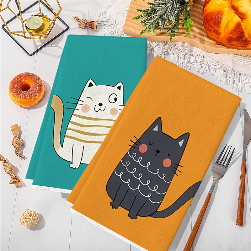6枚セット、6色の猫柄キッチンタオル、40cm*60cmタオ - Home Cooking For Cats のレビューと価格